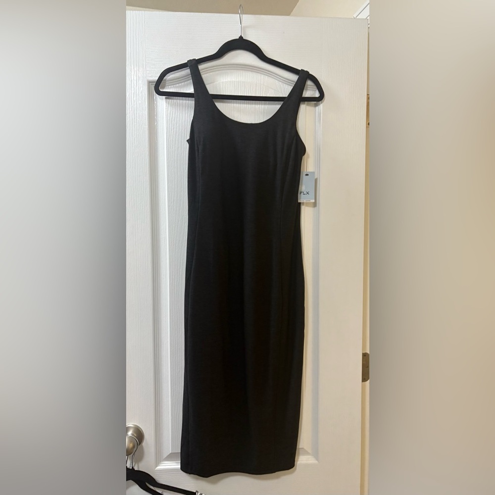 FLX Black Midi Dress Scoop Neck Sleeveless